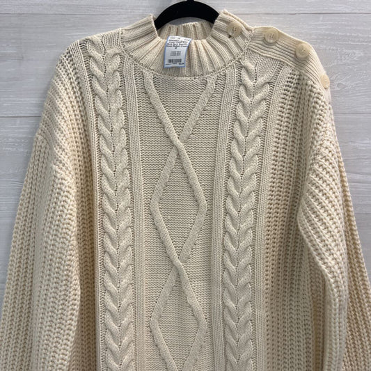 Cream Cable Knit Mock Neck Sweater Dress Medium