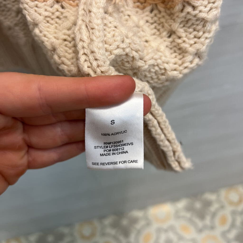 Olive and Oak Cream/ Orange Striped Knit Open Front Long Sweater Small