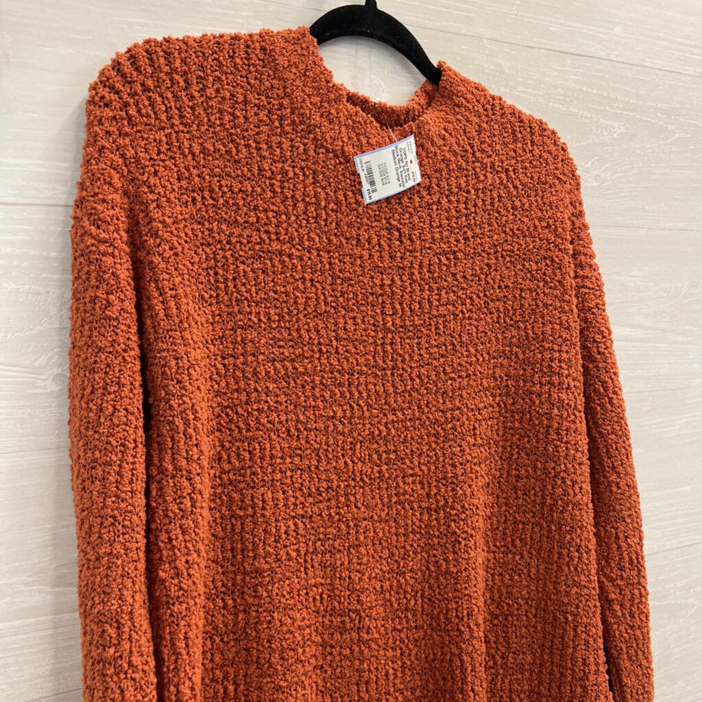 Orange Soft Knit Mock Neck Sweater Medium