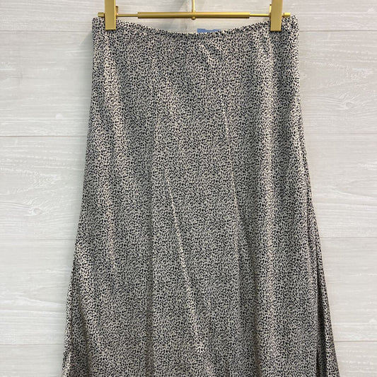 Sienna Sky Beige/ Black Silky Print Midi Skirt Large