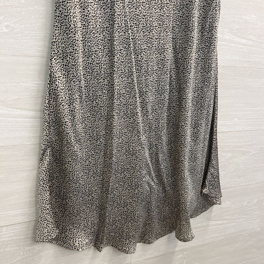 Sienna Sky Beige/ Black Silky Print Midi Skirt Large