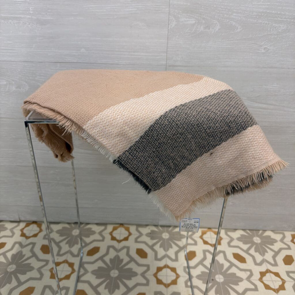 Cream/ Brown/ Grey Plaid Soft Scarf