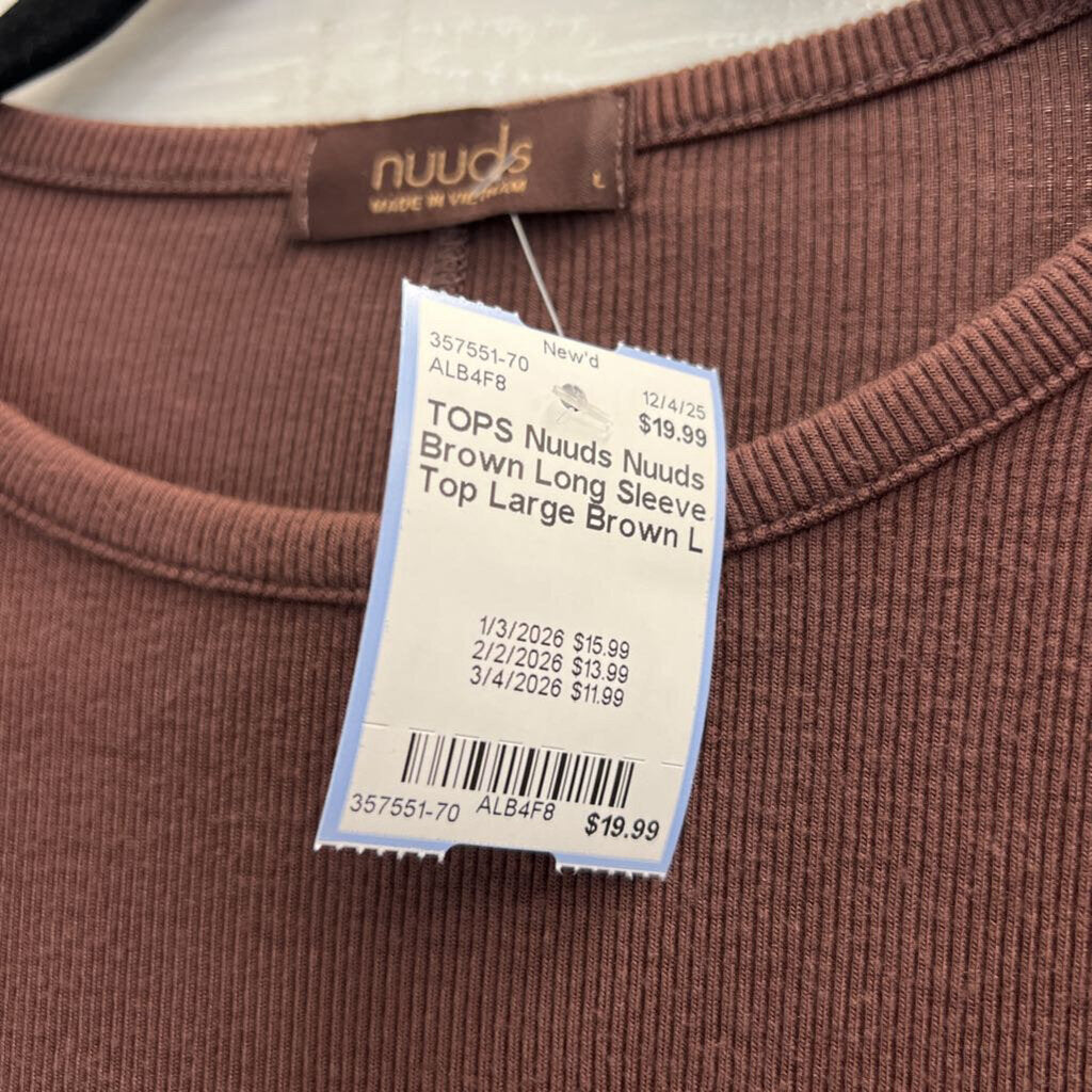 Nuuds Brown Long Sleeve Top Large