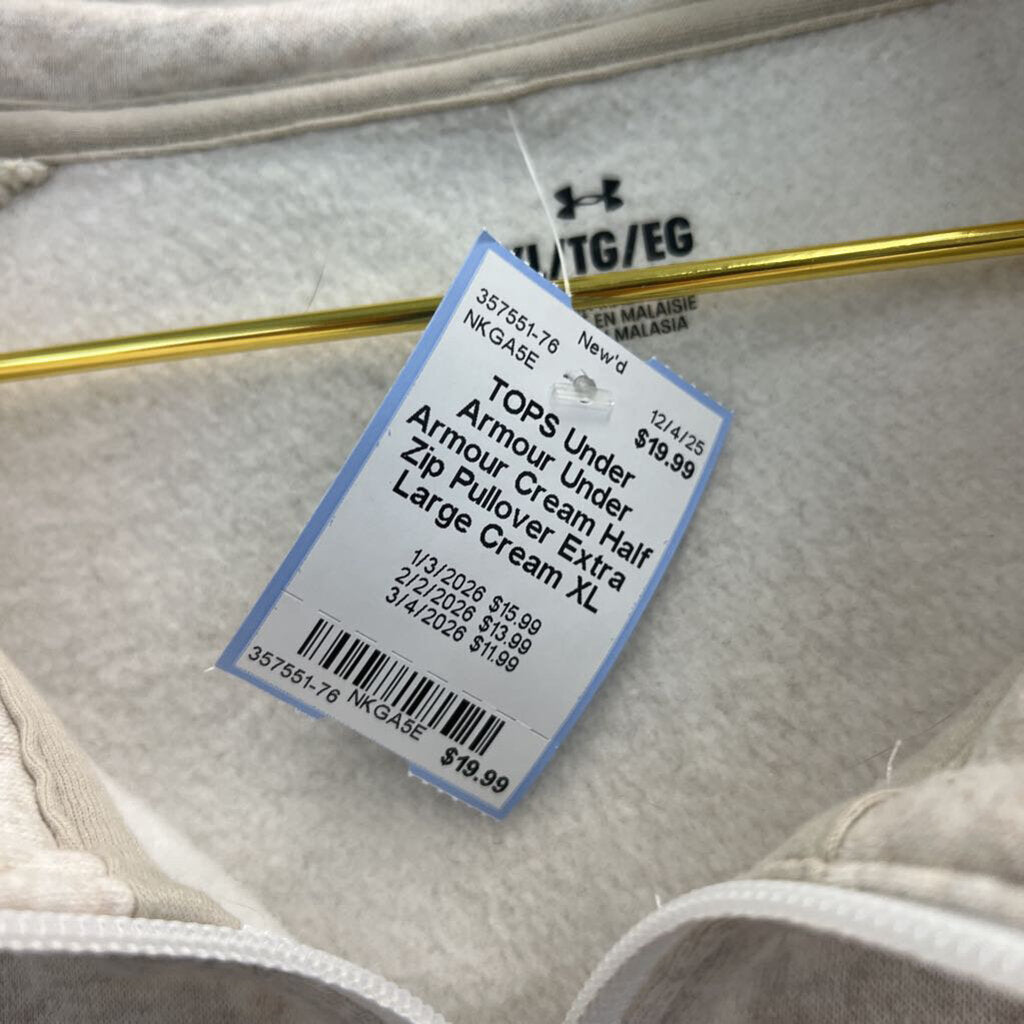 Under Armour Cream Half Zip Pullover Extra Large