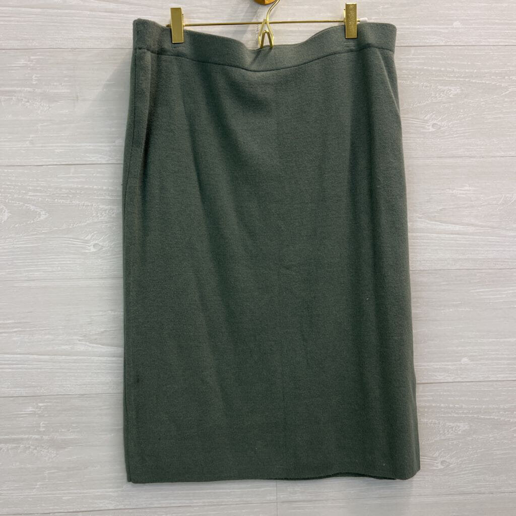 Nine West Green Knit Mock Neck Tank/ Midi Sweater Skirt Set L/XL