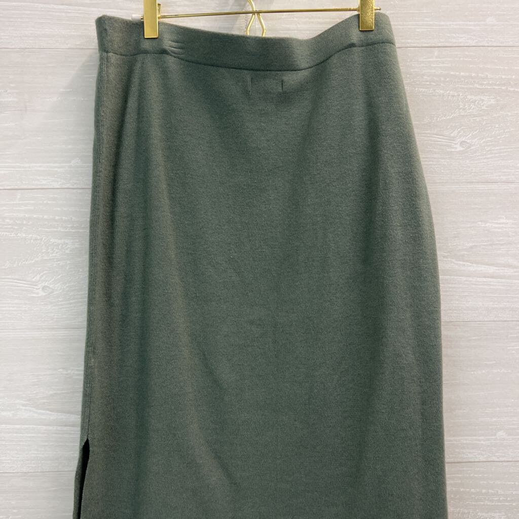 Nine West Green Knit Mock Neck Tank/ Midi Sweater Skirt Set L/XL