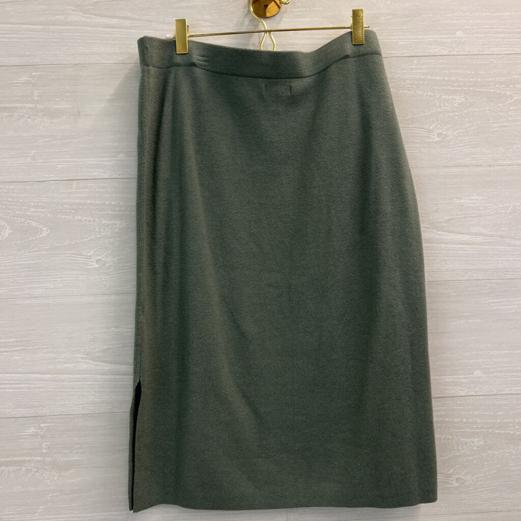 Nine West Green Knit Mock Neck Tank/ Midi Sweater Skirt Set L/XL