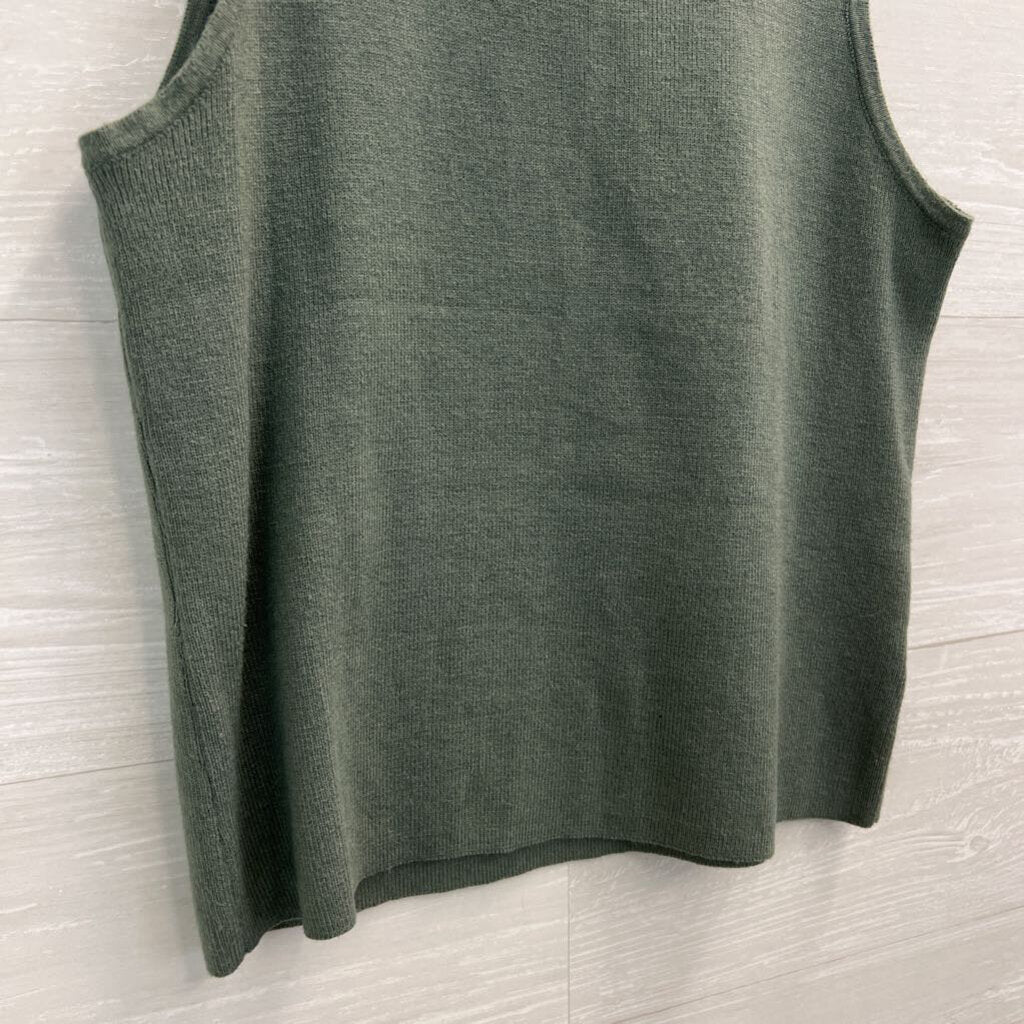 Nine West Green Knit Mock Neck Tank/ Midi Sweater Skirt Set L/XL