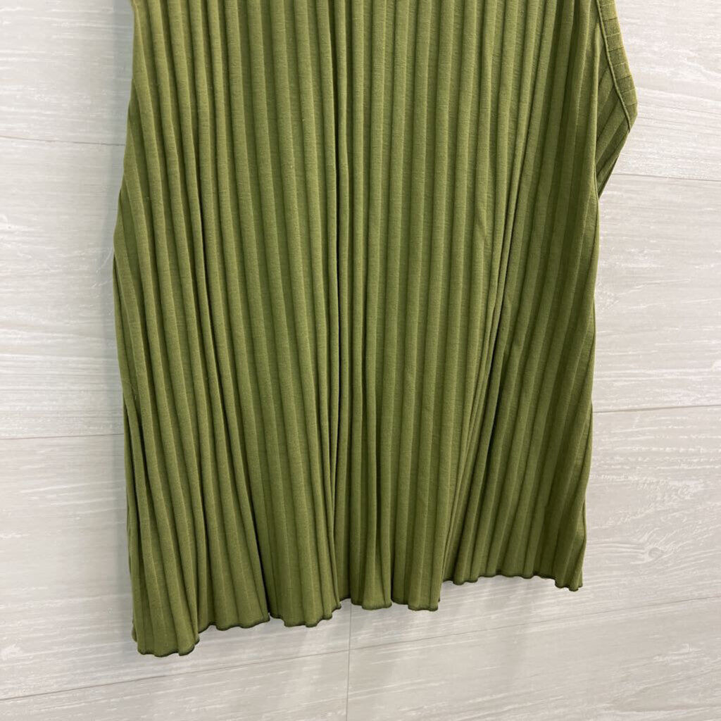Green Ribbed Mock Neck Tank/ Wide Leg Pants Set Large