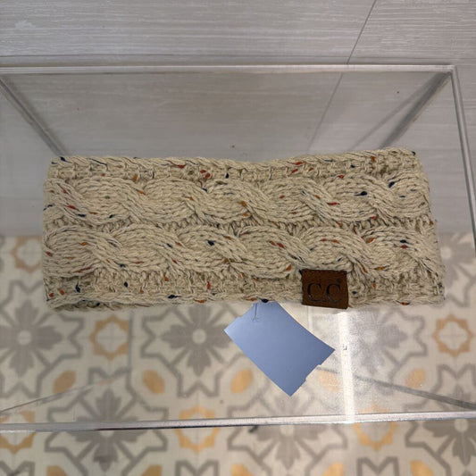 CC Beige/ Multi Knit Fleece Lined Headband