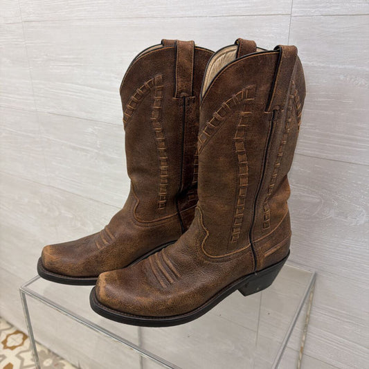Durango Brown Leather Mid Calf Square Toe Western Boots 8.5