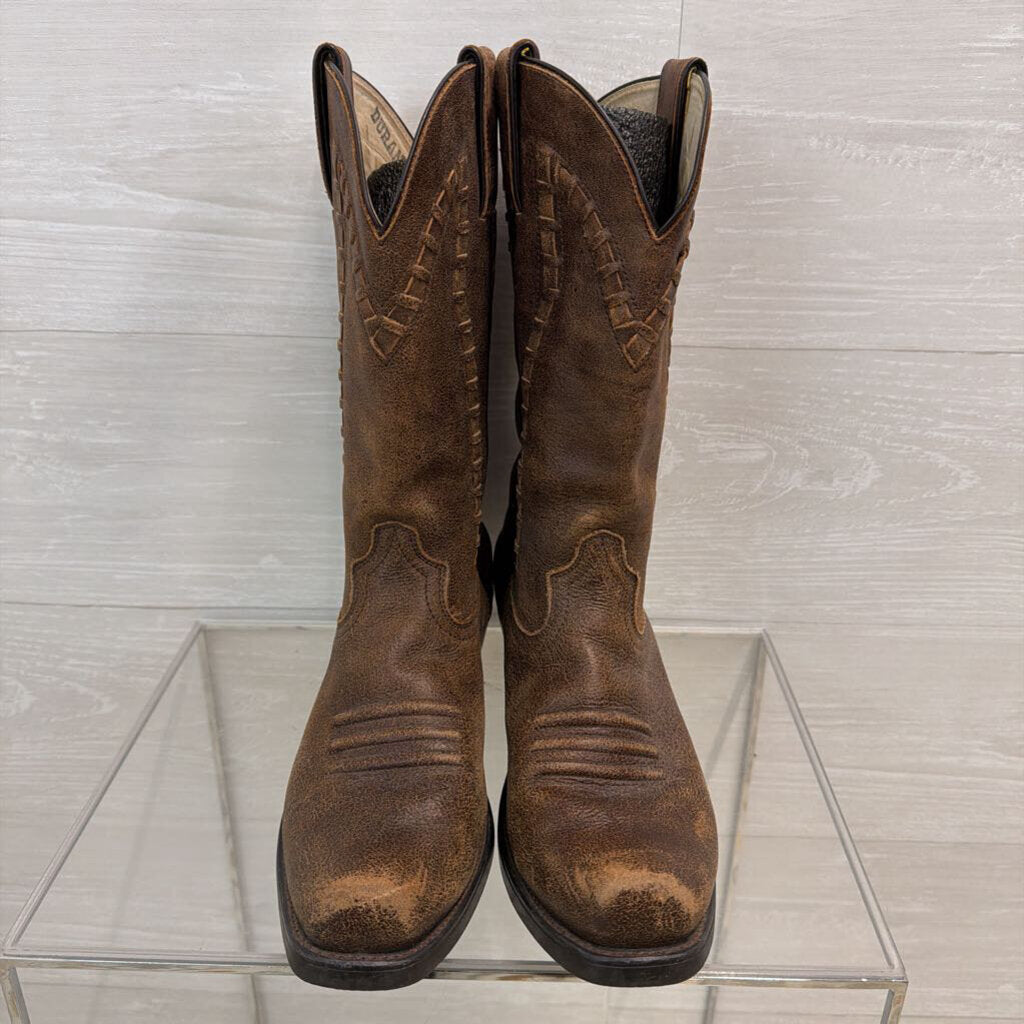 Durango Brown Leather Mid Calf Square Toe Western Boots 8.5