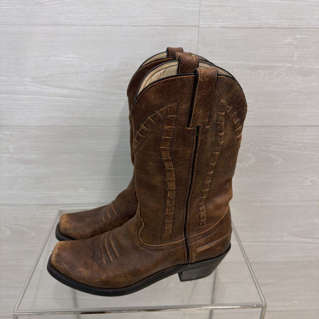Durango Brown Leather Mid Calf Square Toe Western Boots 8.5