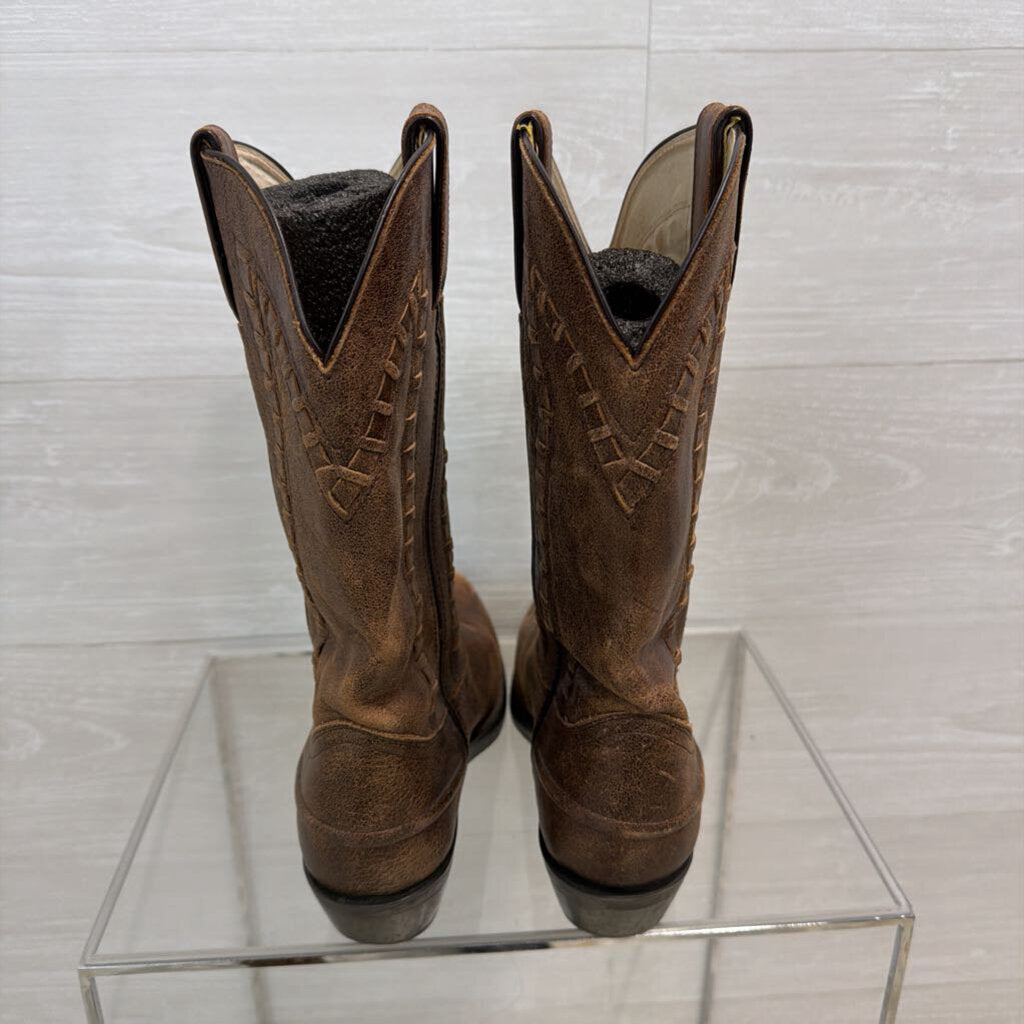 Durango Brown Leather Mid Calf Square Toe Western Boots 8.5