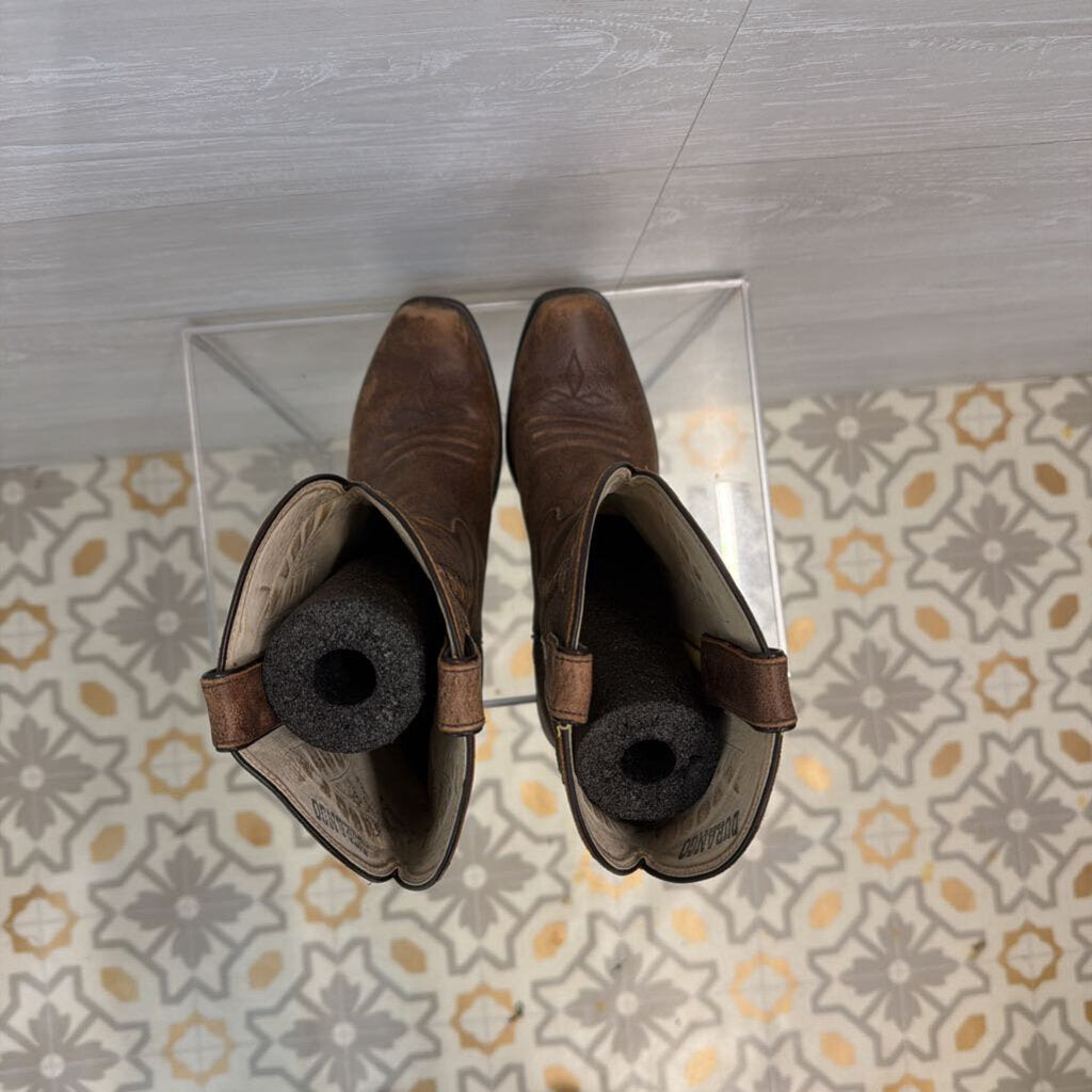 Durango Brown Leather Mid Calf Square Toe Western Boots 8.5