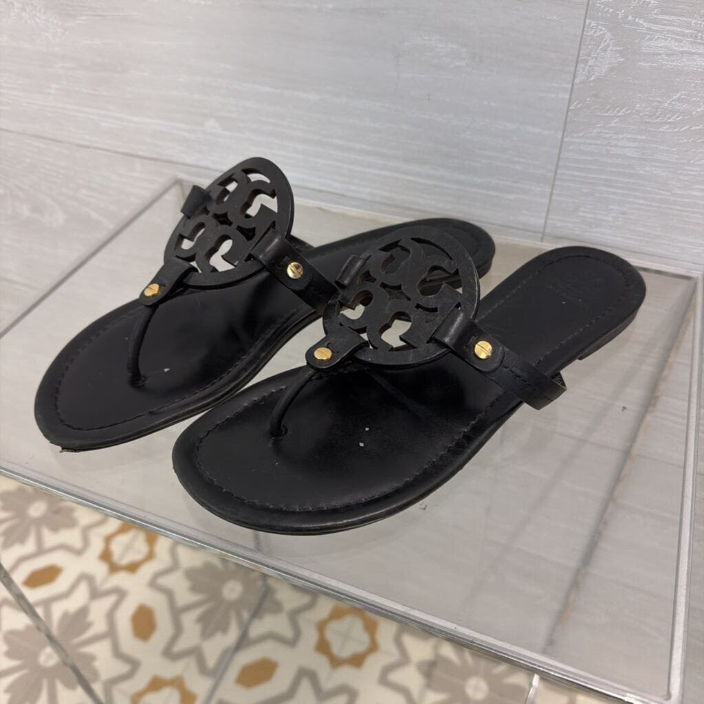 Tory Burch Black Leather Miller Sandals 9