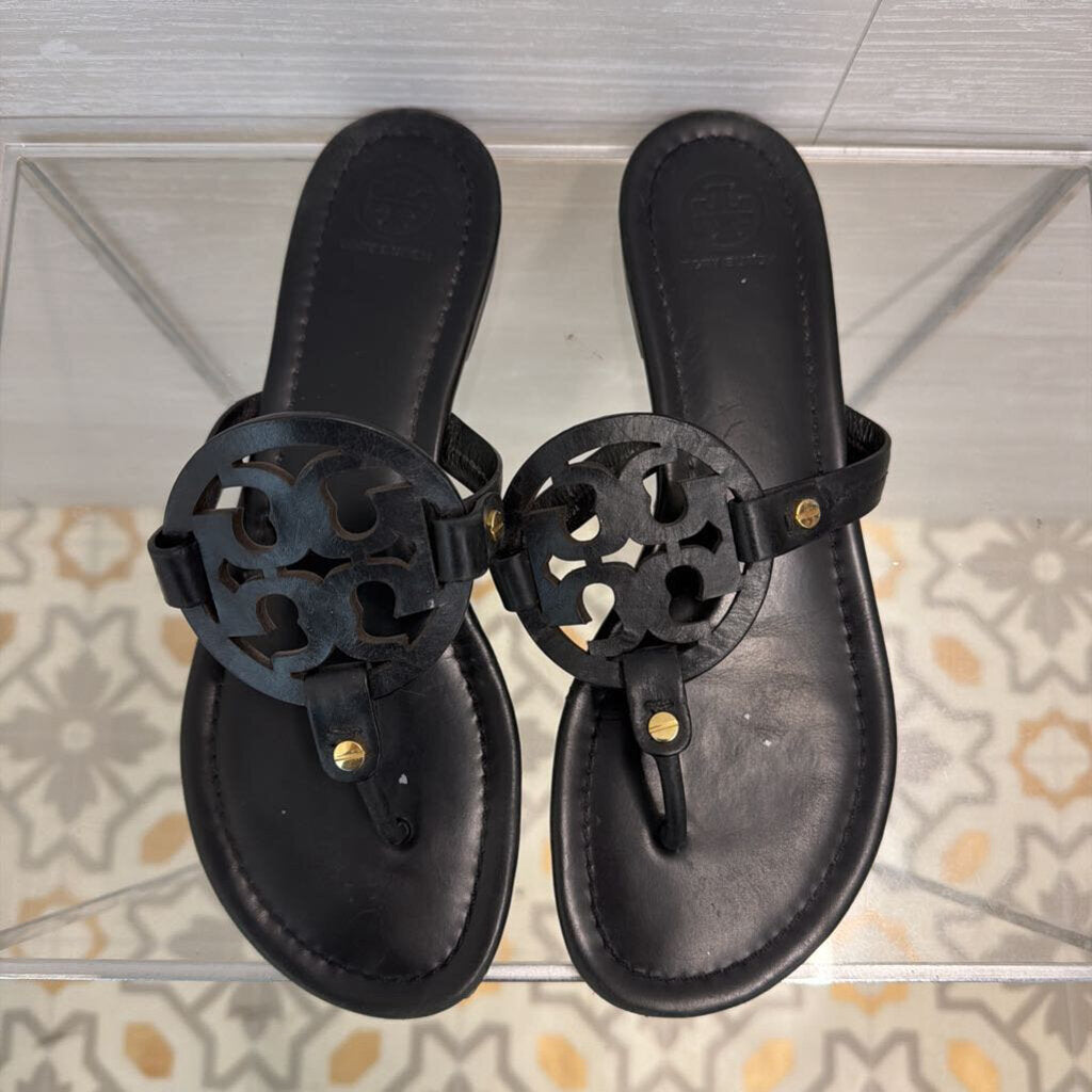 Tory Burch Black Leather Miller Sandals 9