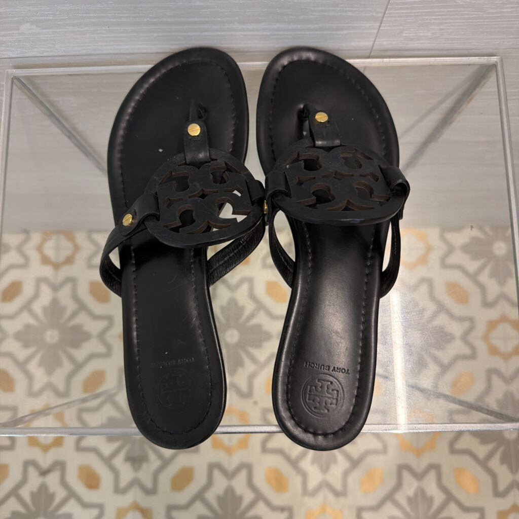 Tory Burch Black Leather Miller Sandals 9