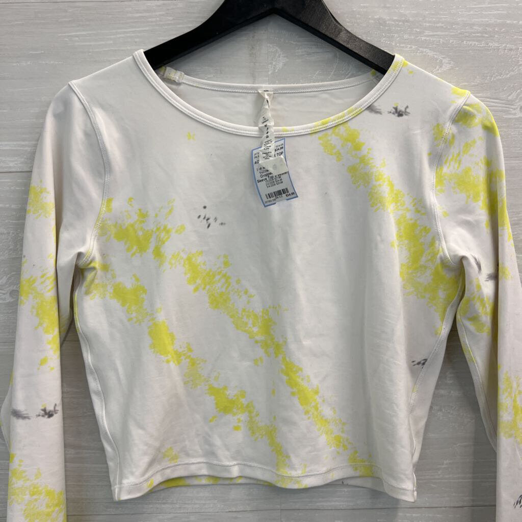 Lululemon White/ Yellow Tie Dye Cropped Long Sleeve Top 8