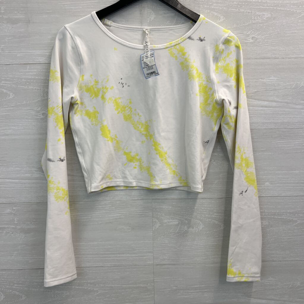 Lululemon White/ Yellow Tie Dye Cropped Long Sleeve Top 8