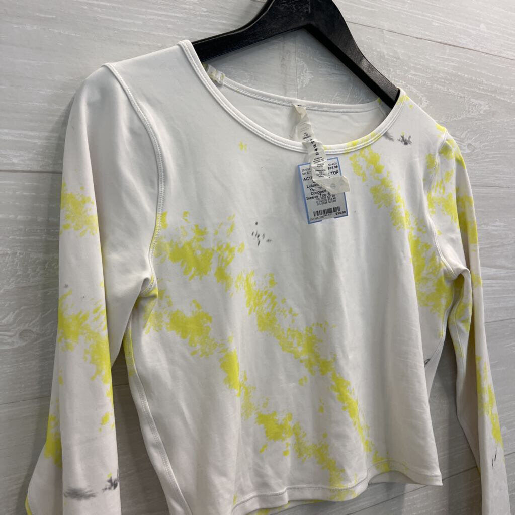 Lululemon White/ Yellow Tie Dye Cropped Long Sleeve Top 8