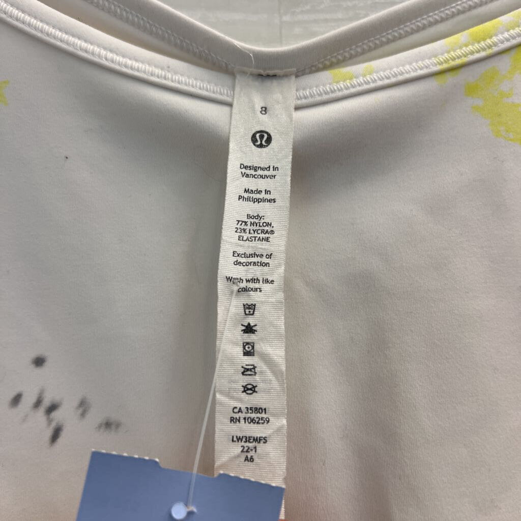 Lululemon White/ Yellow Tie Dye Cropped Long Sleeve Top 8
