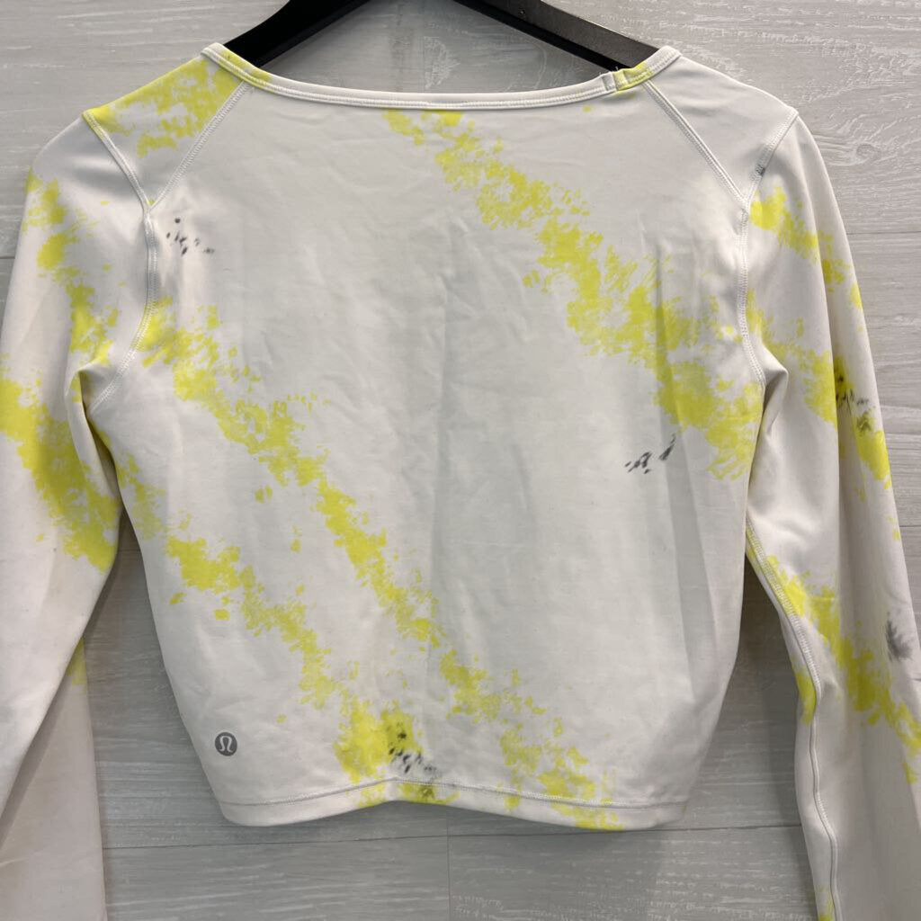 Lululemon White/ Yellow Tie Dye Cropped Long Sleeve Top 8