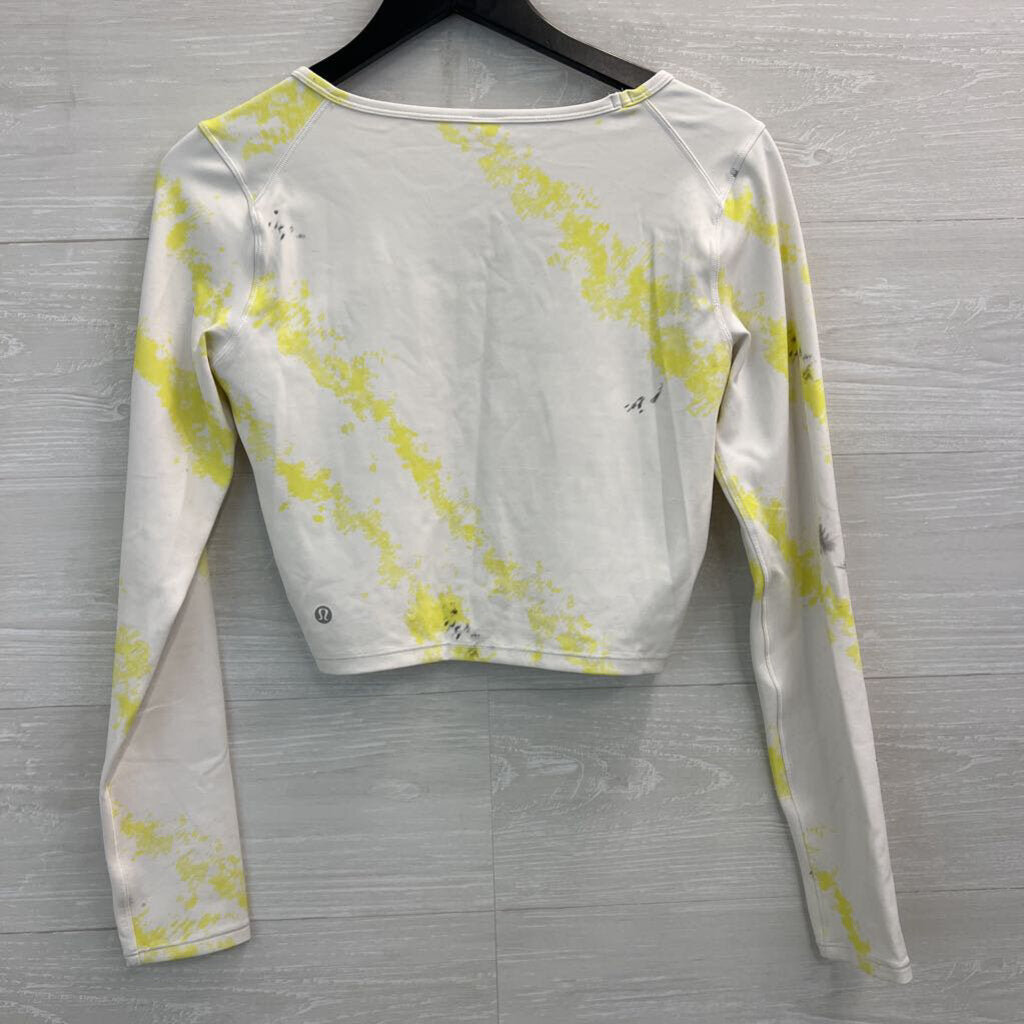 Lululemon White/ Yellow Tie Dye Cropped Long Sleeve Top 8