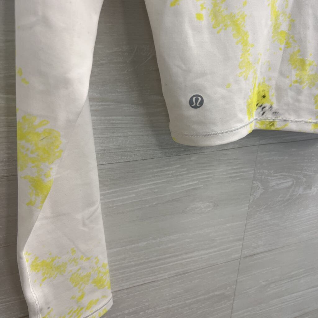 Lululemon White/ Yellow Tie Dye Cropped Long Sleeve Top 8