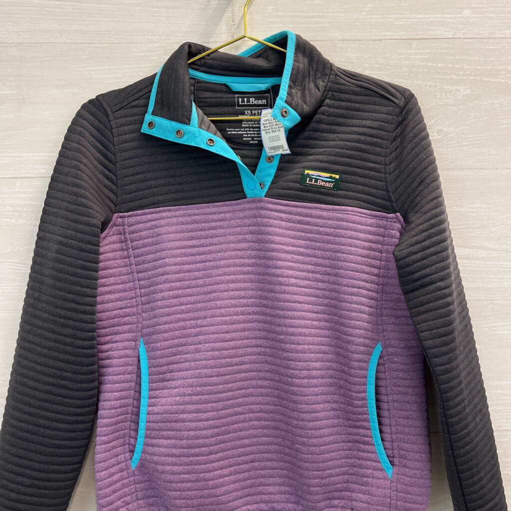 LL Bean Grey/ Purple/ Blue Color Block Pullover Extra Small