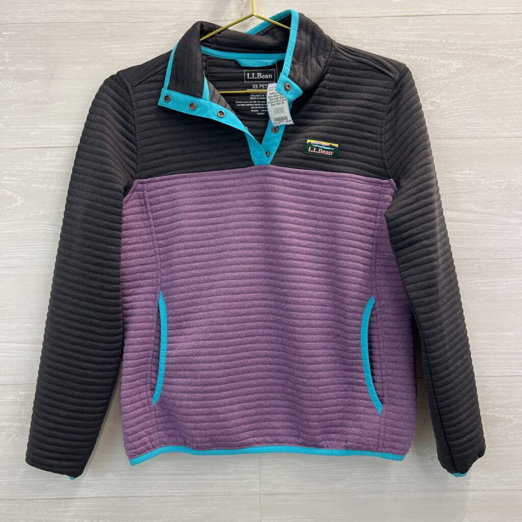 LL Bean Grey/ Purple/ Blue Color Block Pullover Extra Small