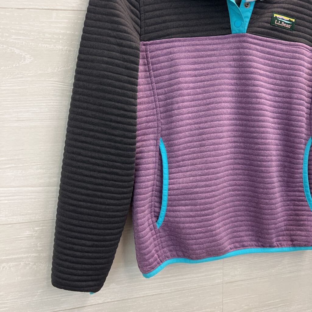 LL Bean Grey/ Purple/ Blue Color Block Pullover Extra Small