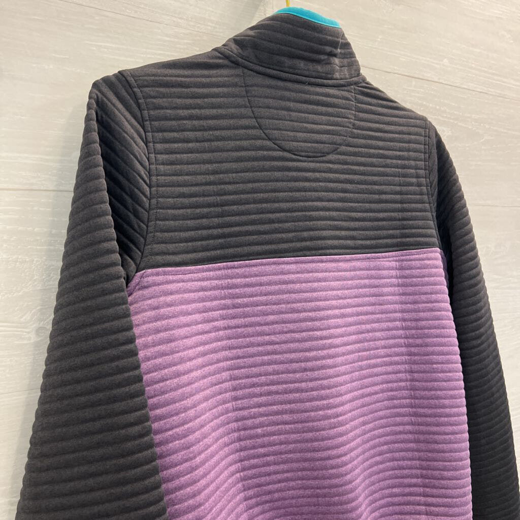 LL Bean Grey/ Purple/ Blue Color Block Pullover Extra Small