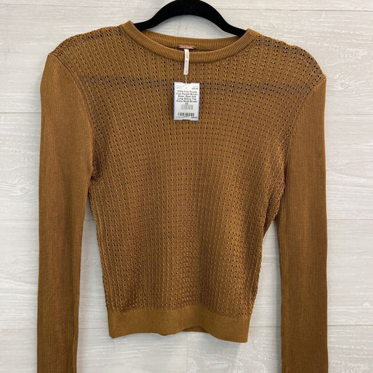 Free People Brown Sheer Open Knit Long Sleeve Top Extra Small