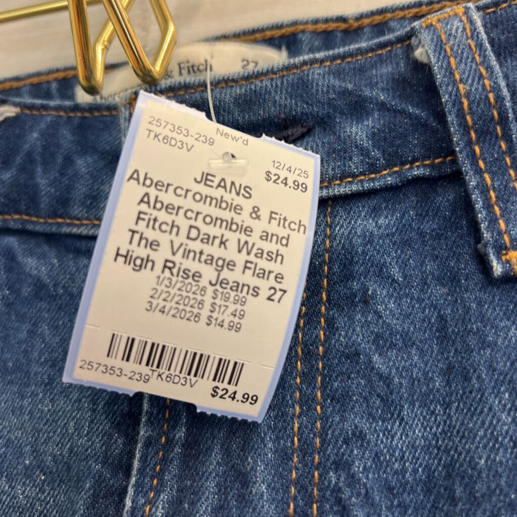 Abercrombie and Fitch Dark Wash The Vintage Flare High Rise Jeans 27 Short