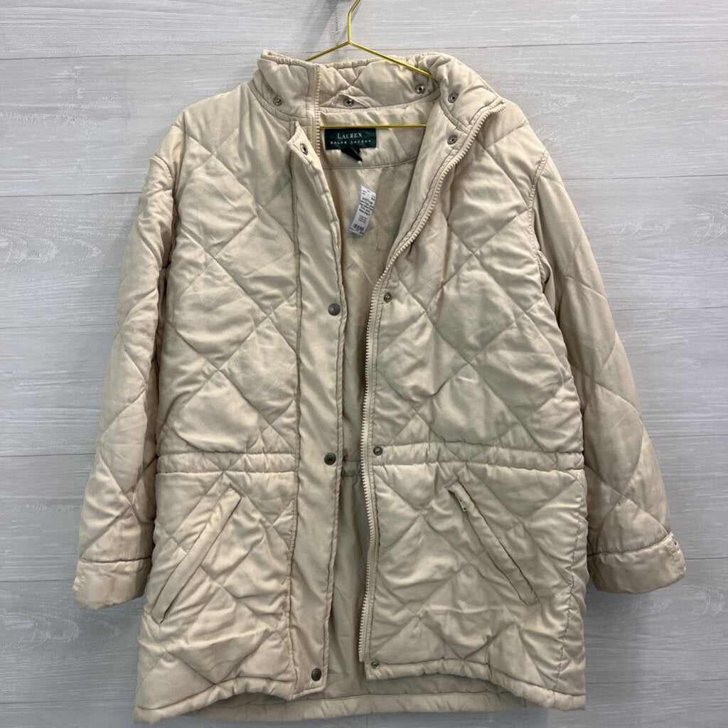 Ralph Lauren Beige Quilted Down Puffer Jacket Medium