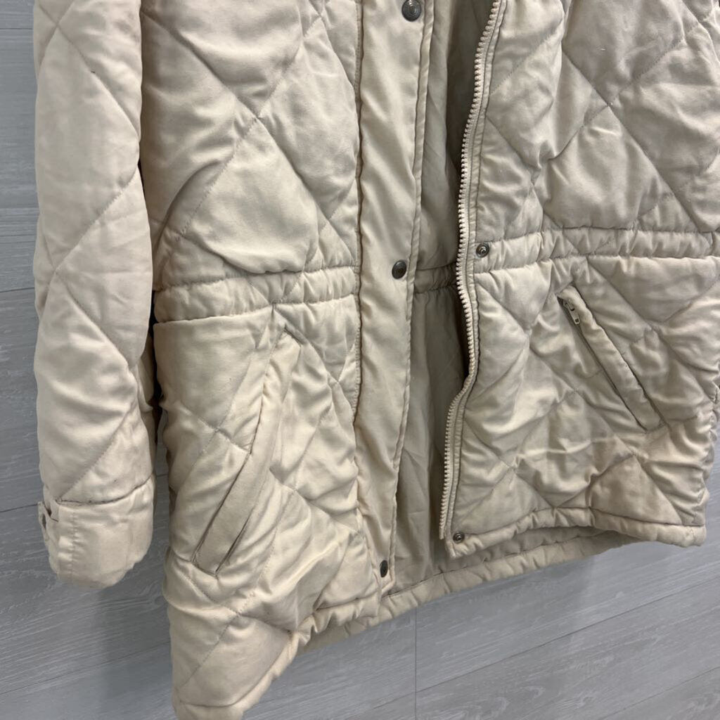 Ralph Lauren Beige Quilted Down Puffer Jacket Medium