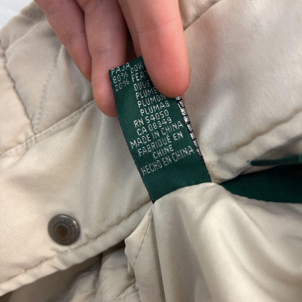 Ralph Lauren Beige Quilted Down Puffer Jacket Medium