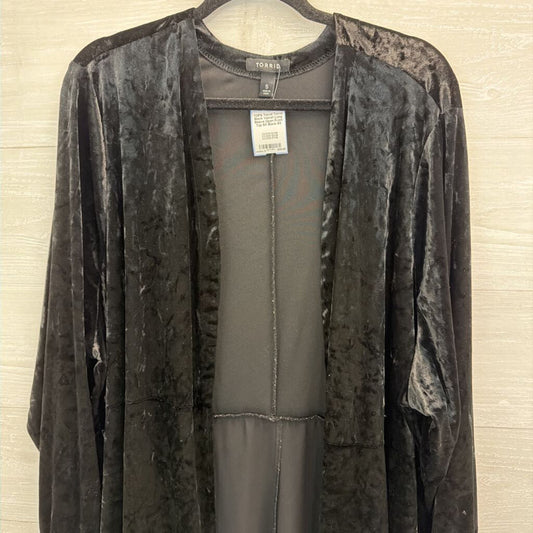 Torrid Black Velvet Long Sleeve Open Front Top 5X
