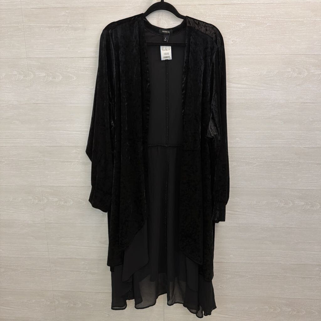 Torrid Black Velvet Long Sleeve Open Front Top 5X