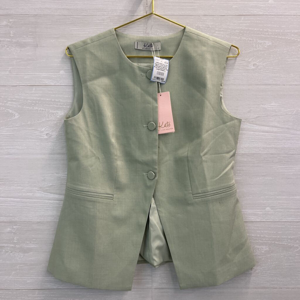 Kate Green Sleeveless Button Front Structured Top Large