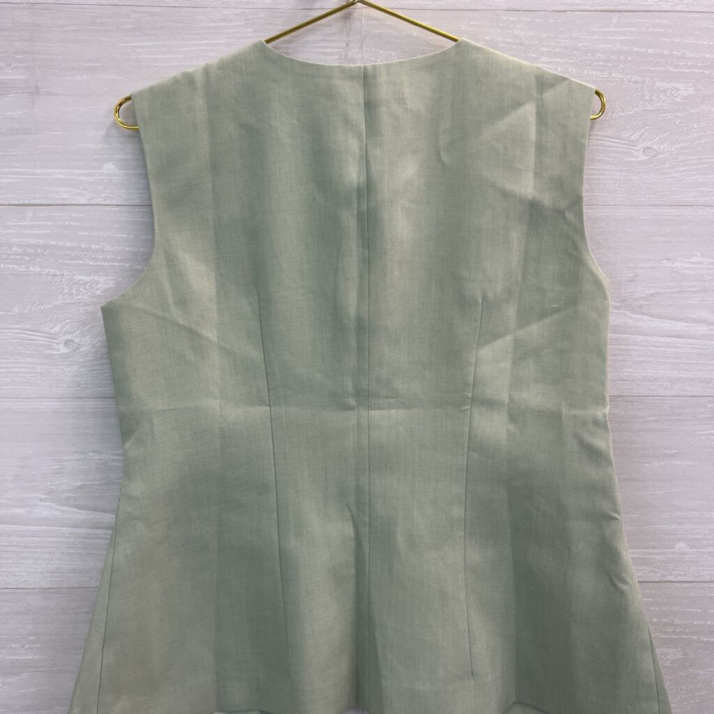 Kate Green Sleeveless Button Front Structured Top Large