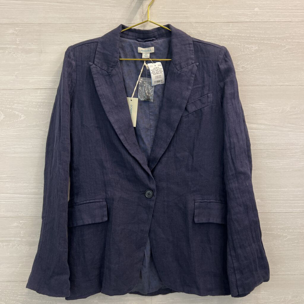 Sundance Navy 100% Linen Blazer Jacket Extra Small