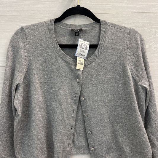 Talbots Silver Shimmer Cropped Cardigan Sweater 1X Petite