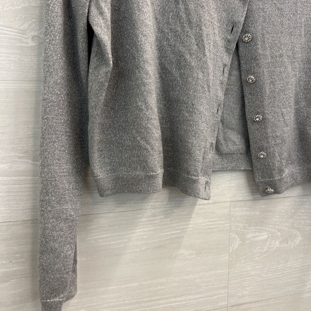 Talbots Silver Shimmer Cropped Cardigan Sweater 1X Petite
