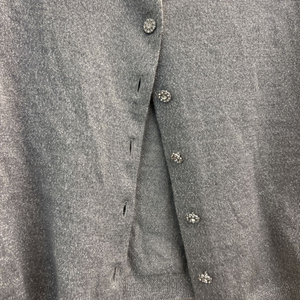 Talbots Silver Shimmer Cropped Cardigan Sweater 1X Petite