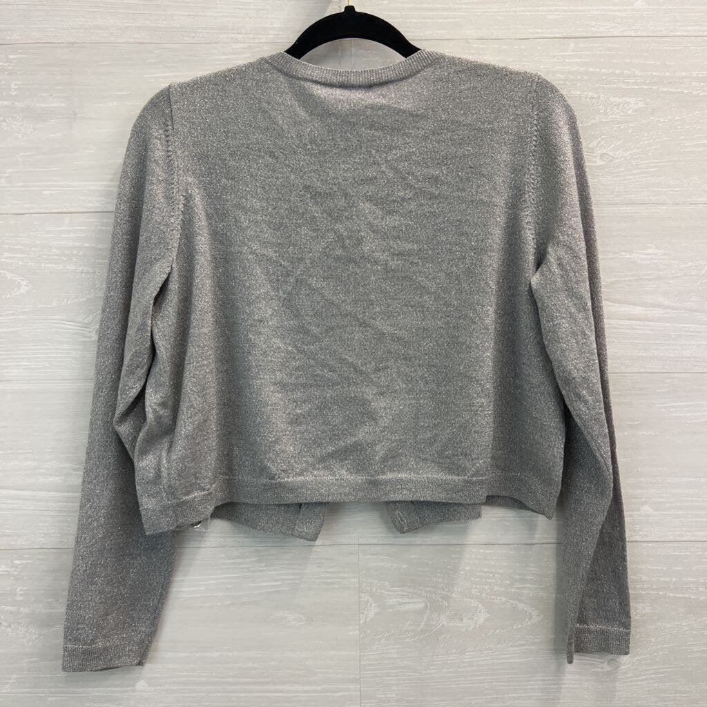 Talbots Silver Shimmer Cropped Cardigan Sweater 1X Petite