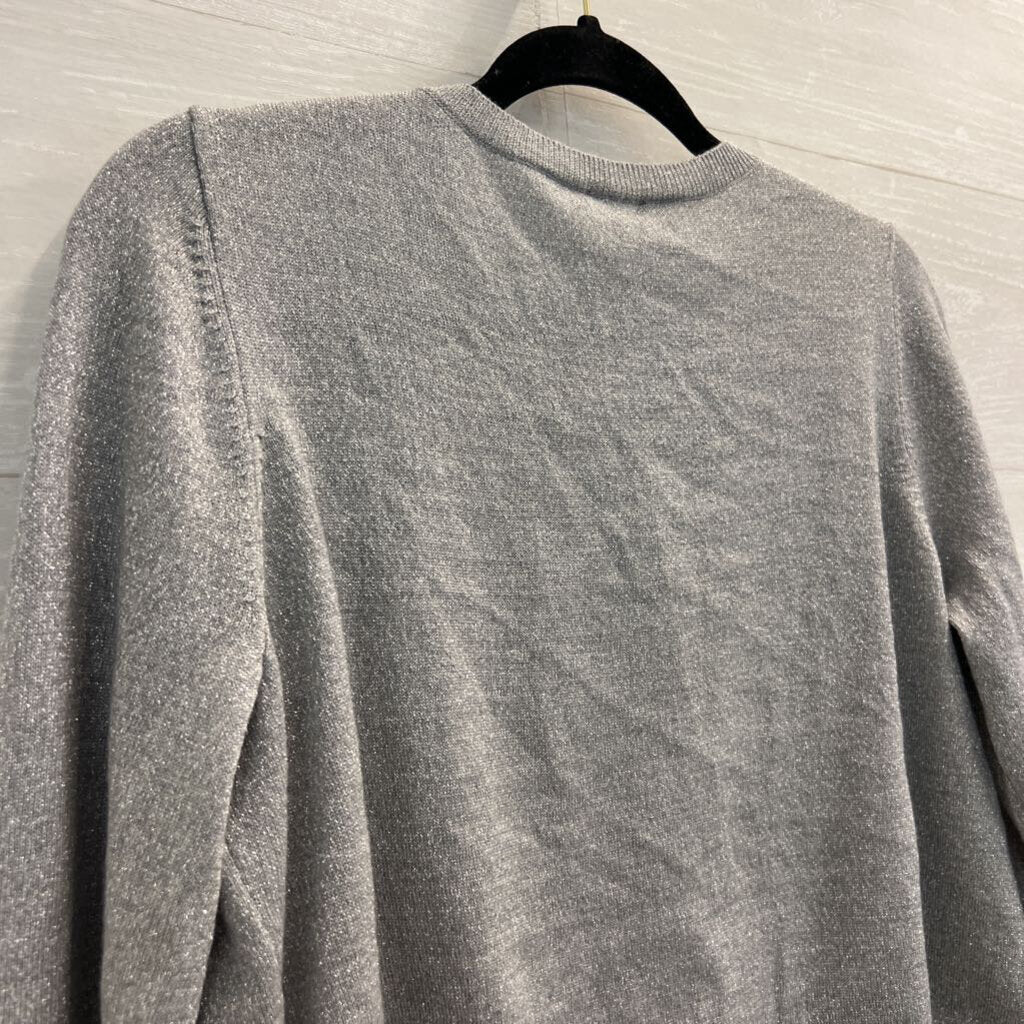 Talbots Silver Shimmer Cropped Cardigan Sweater 1X Petite