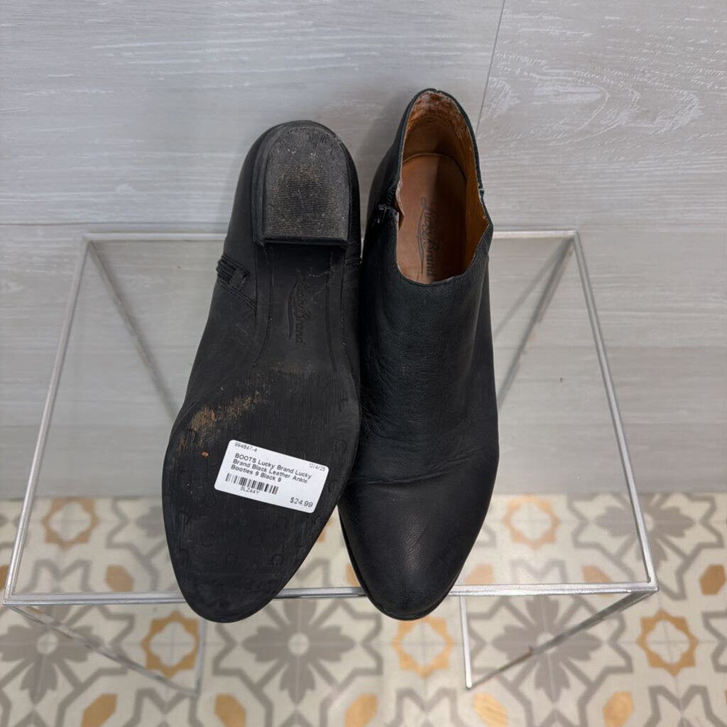 Lucky Brand Black Leather Ankle Booties 9
