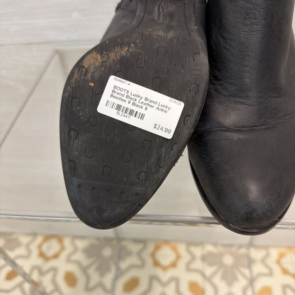 Lucky Brand Black Leather Ankle Booties 9